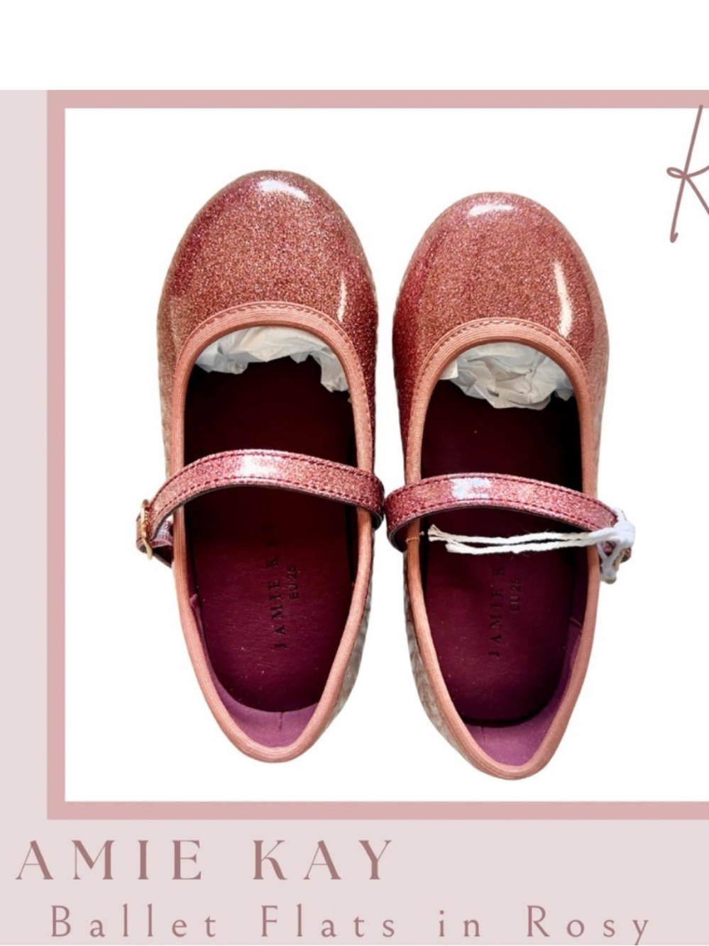 Jamie Kay Girls Glitter Mary Jane Flats in Rose